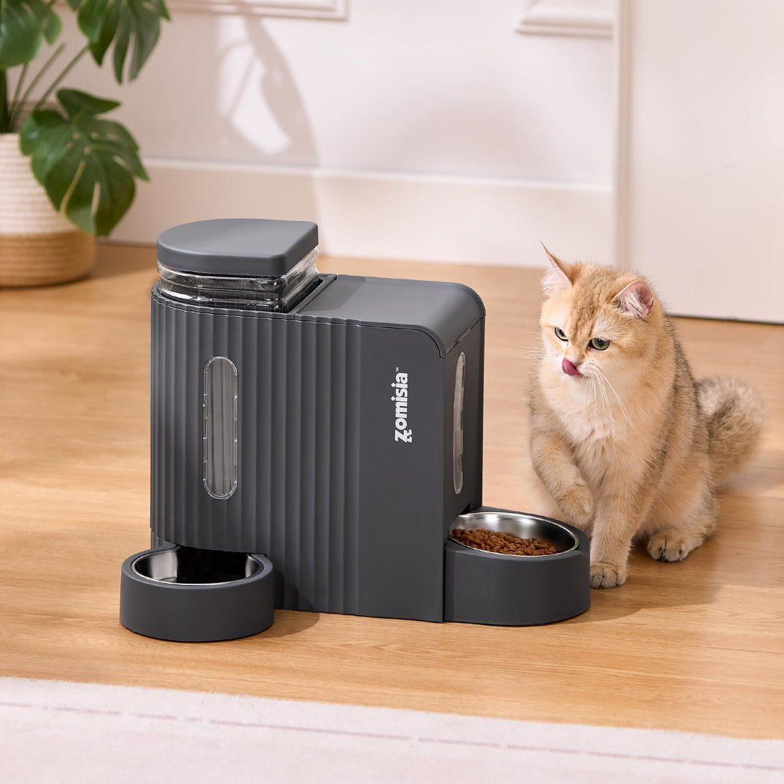 ZOMISIA Gravity Cat Food and Water Dispenser Set with 304 Stainless