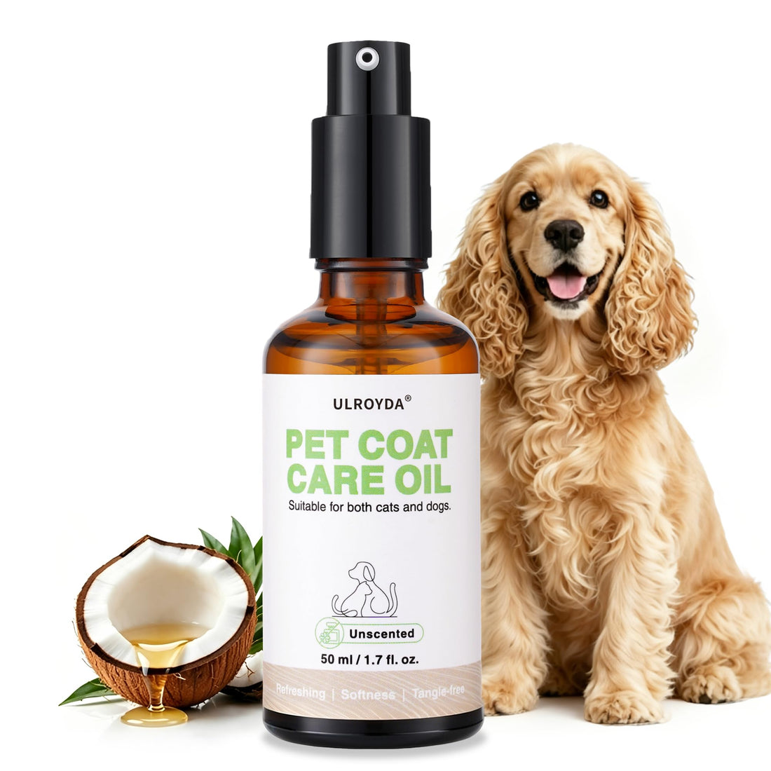 Unscented Pet Fur Care Oil - Gentle Leave-in Conditioner