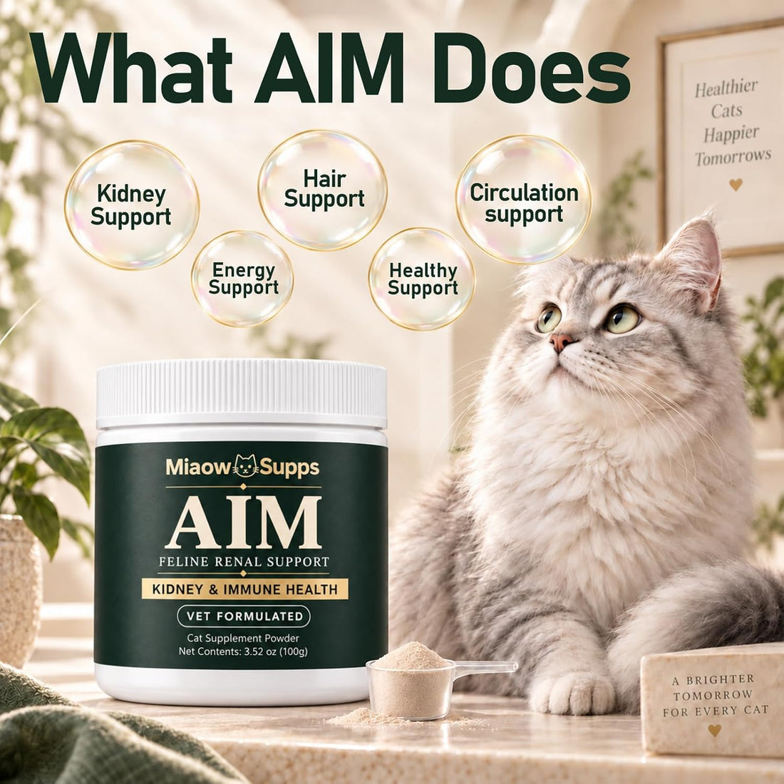 Aim for Cats Powder, Aim Kidney & Immune Health for Cats, 100g