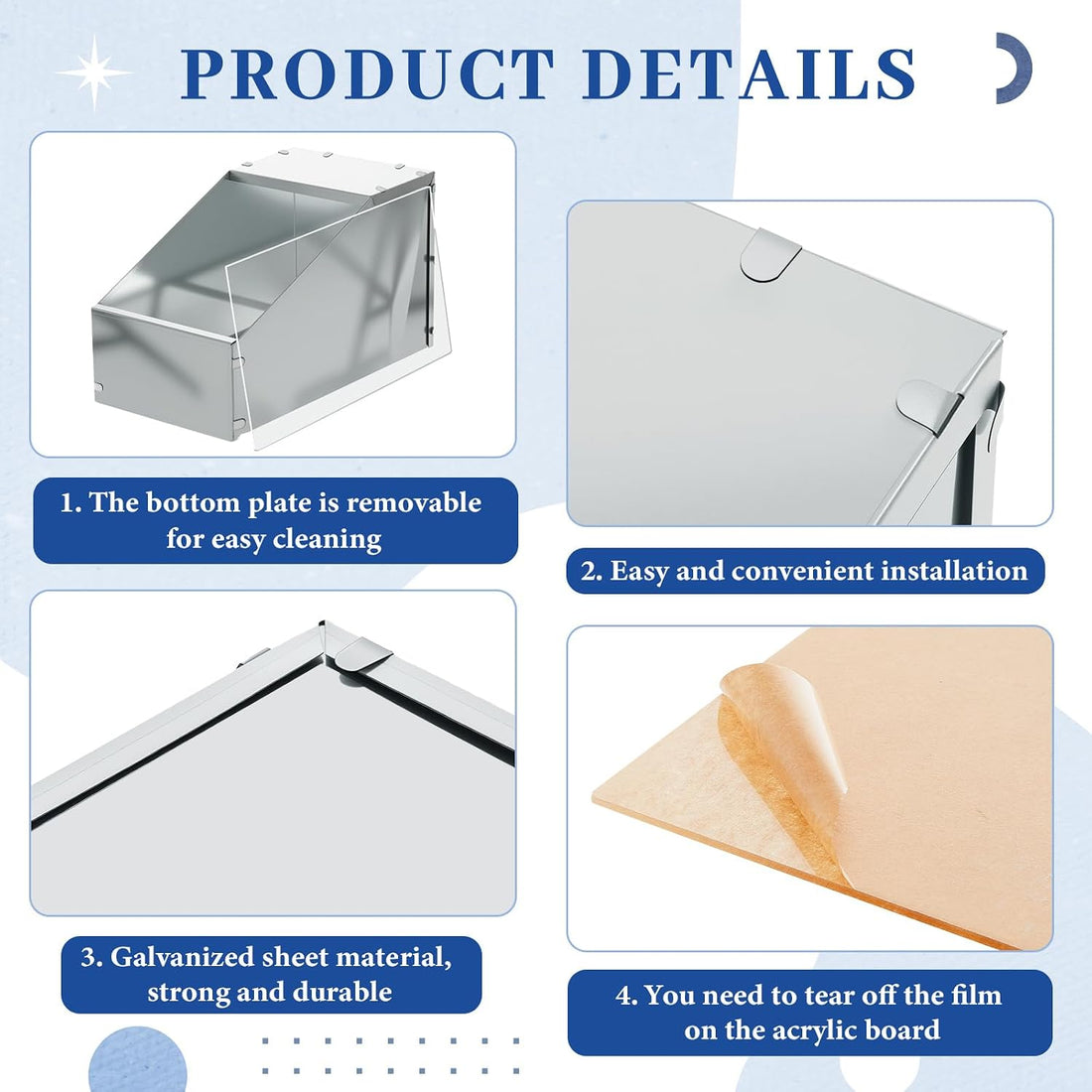 1 Pcs Galvanized Metal Rabbit Nesting Box, 14.5 * 8.5 * 8 Inch