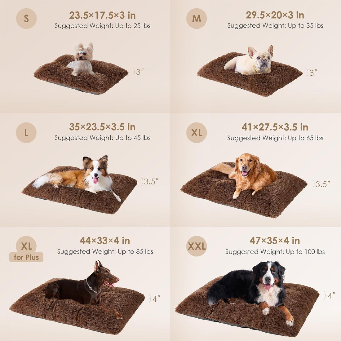 EHEYCIGA Fluffy Dog Crate Bed, Plush Extra Large Dog Pillow