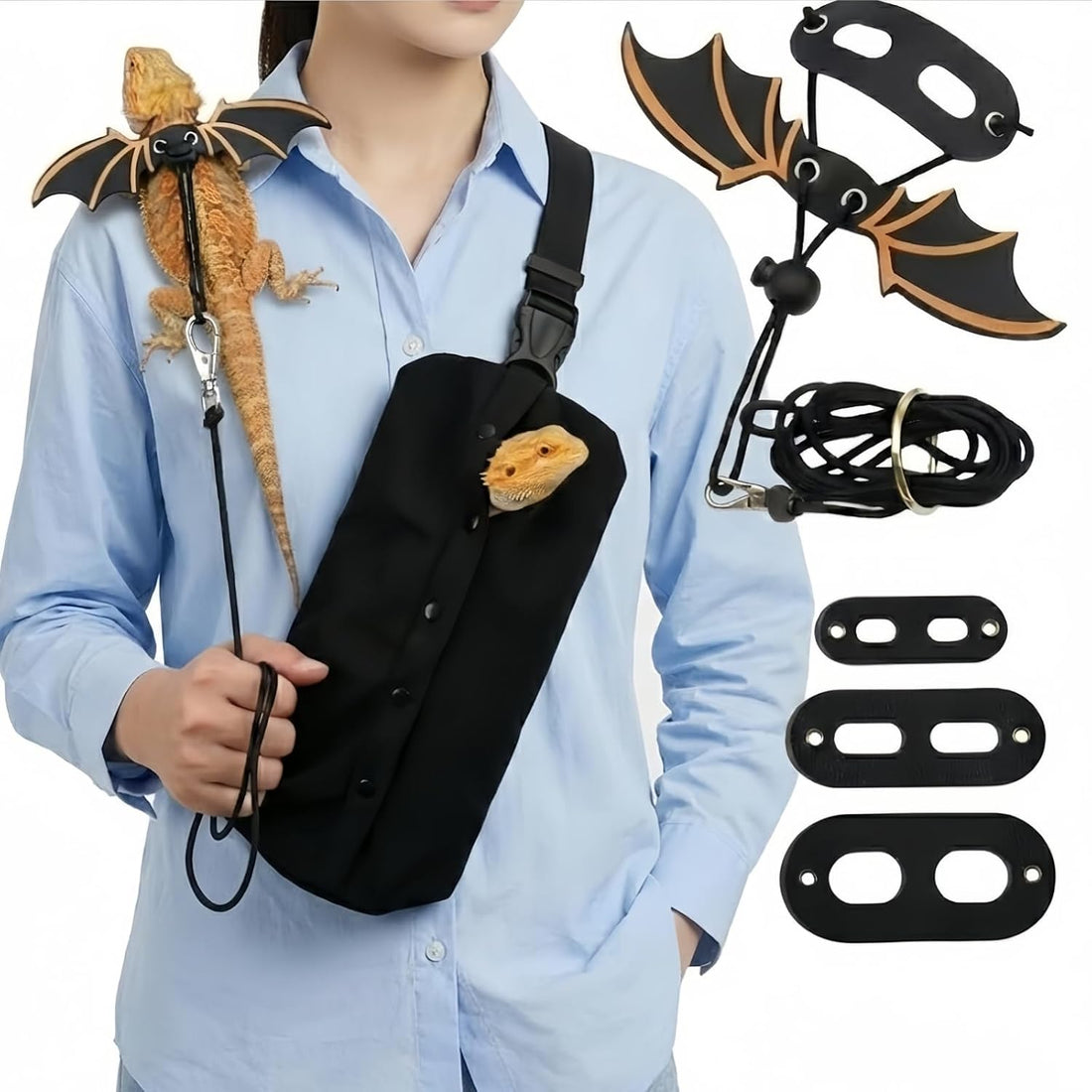 Bearded Dragon Carrier Sling & Leash Harness Set