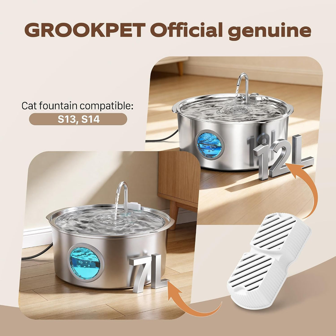GROOKPET Pet Fountain Filter Replacement