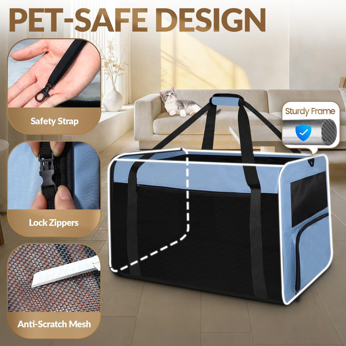 Petskd 26"x17"x17" Extra Large Cat Carrier with Litter Box