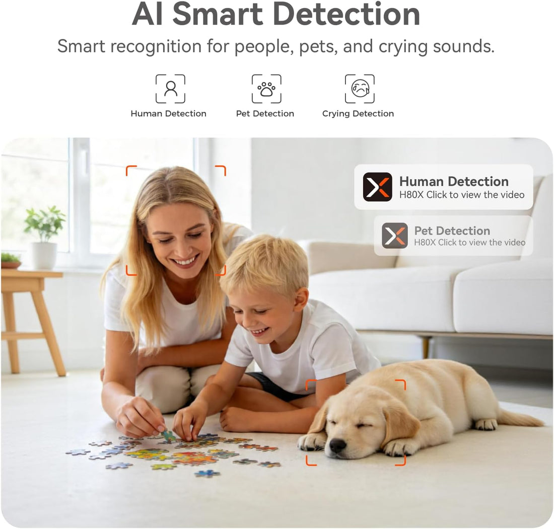xpai 4K UHD Indoor Camera, 64G Built-in Storage No Subscription,Pet