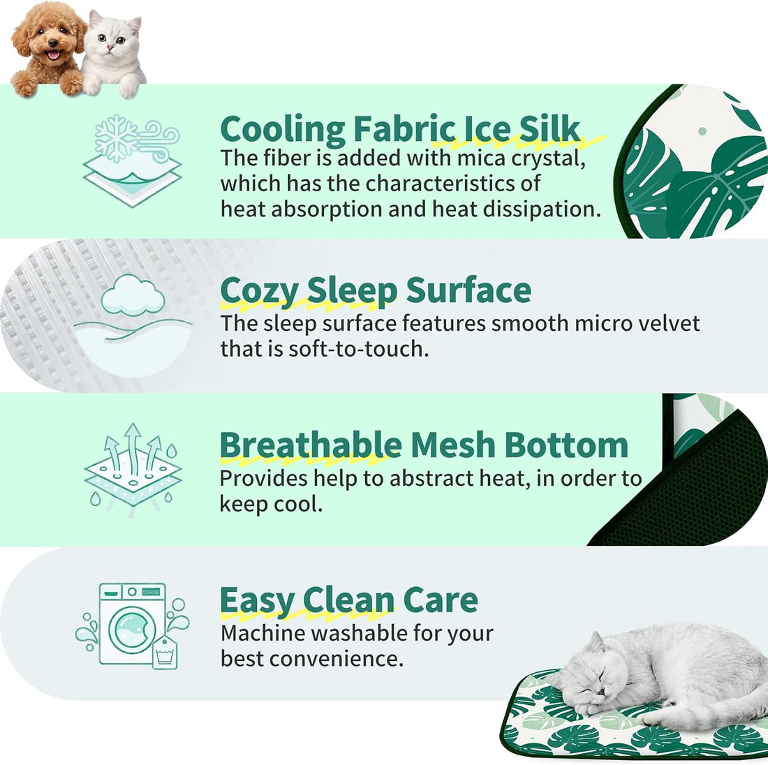 NWK Pet Cooling Mat Q-Max>0.345 Fabric for Dogs & Cats
