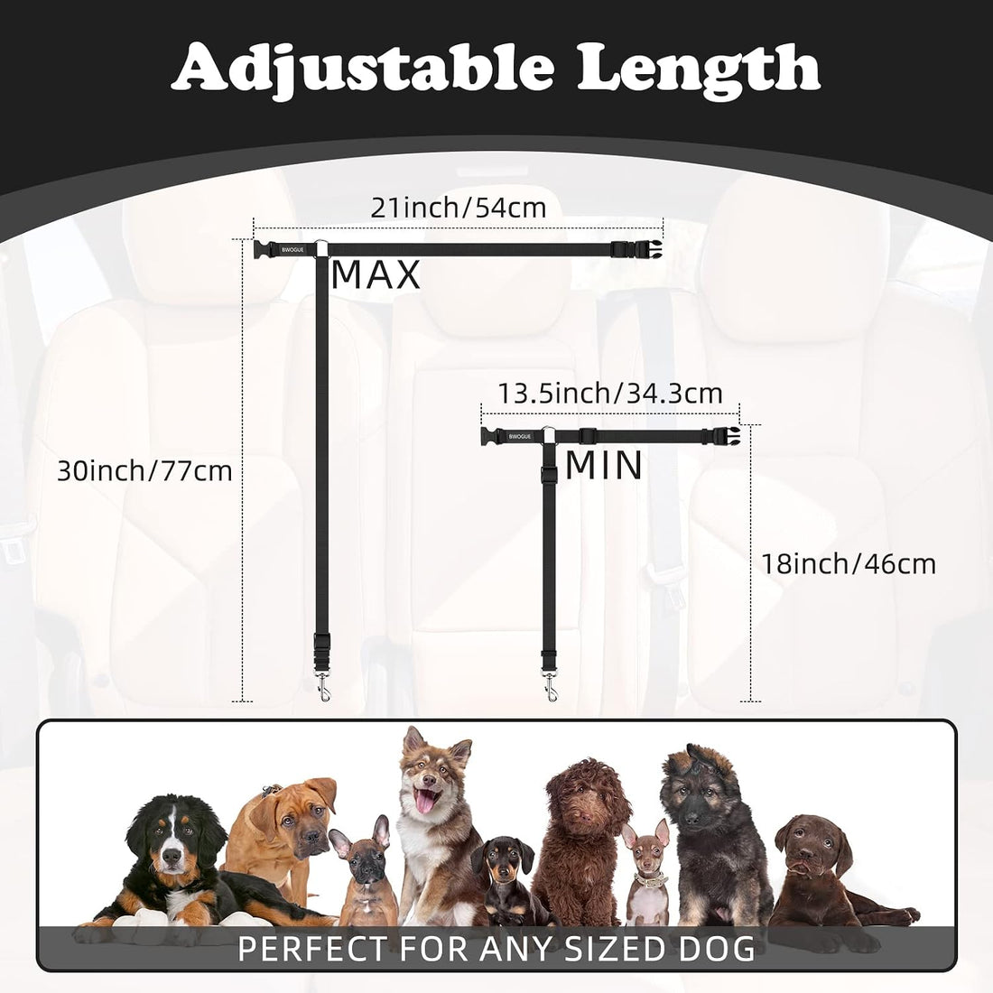BWOGUE 2 Packs Dog Cat Safety Seat Belt Strap Car Headrest Restraint