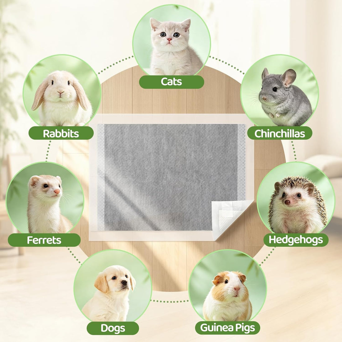 50 Pcs Disposable Guinea Pig Cage Liner Asorbent Potty Training Pee