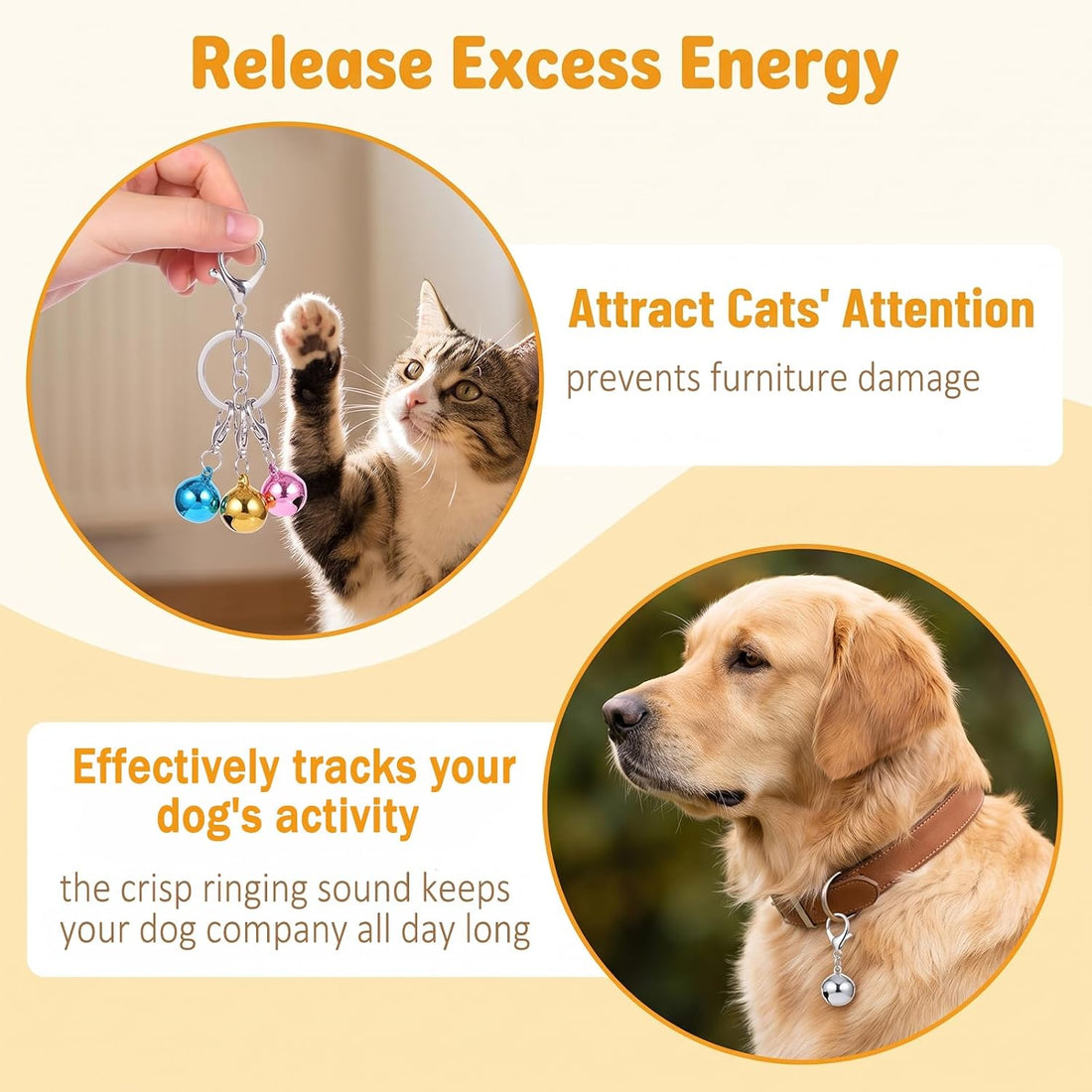 9 PCS Cat Bell for Cat Collar with Keychain Colorful Small Dog Collar