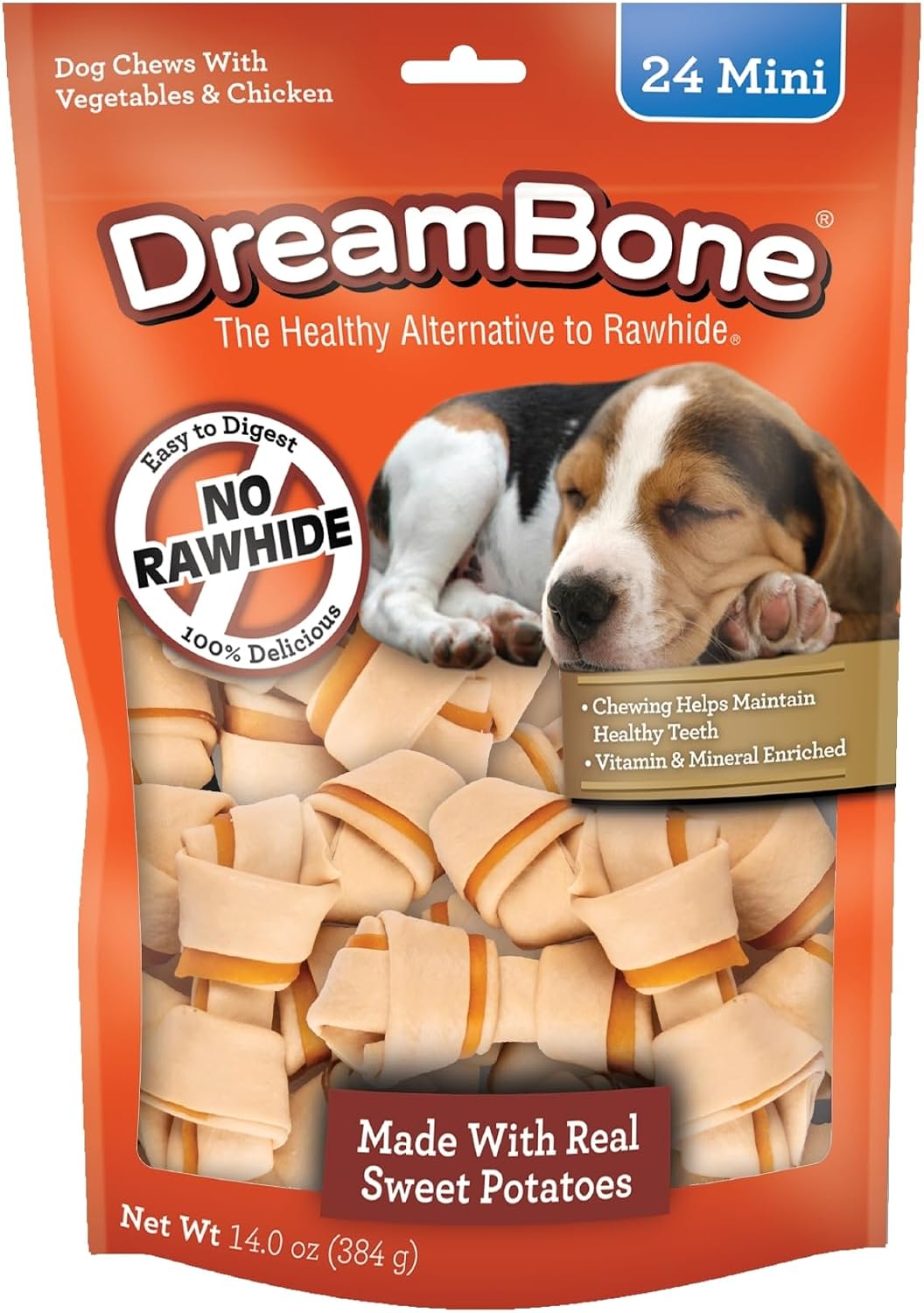 DreamBone Mini Bone Sweet Potato Rawhide-Free Dog Treats, 72 Count