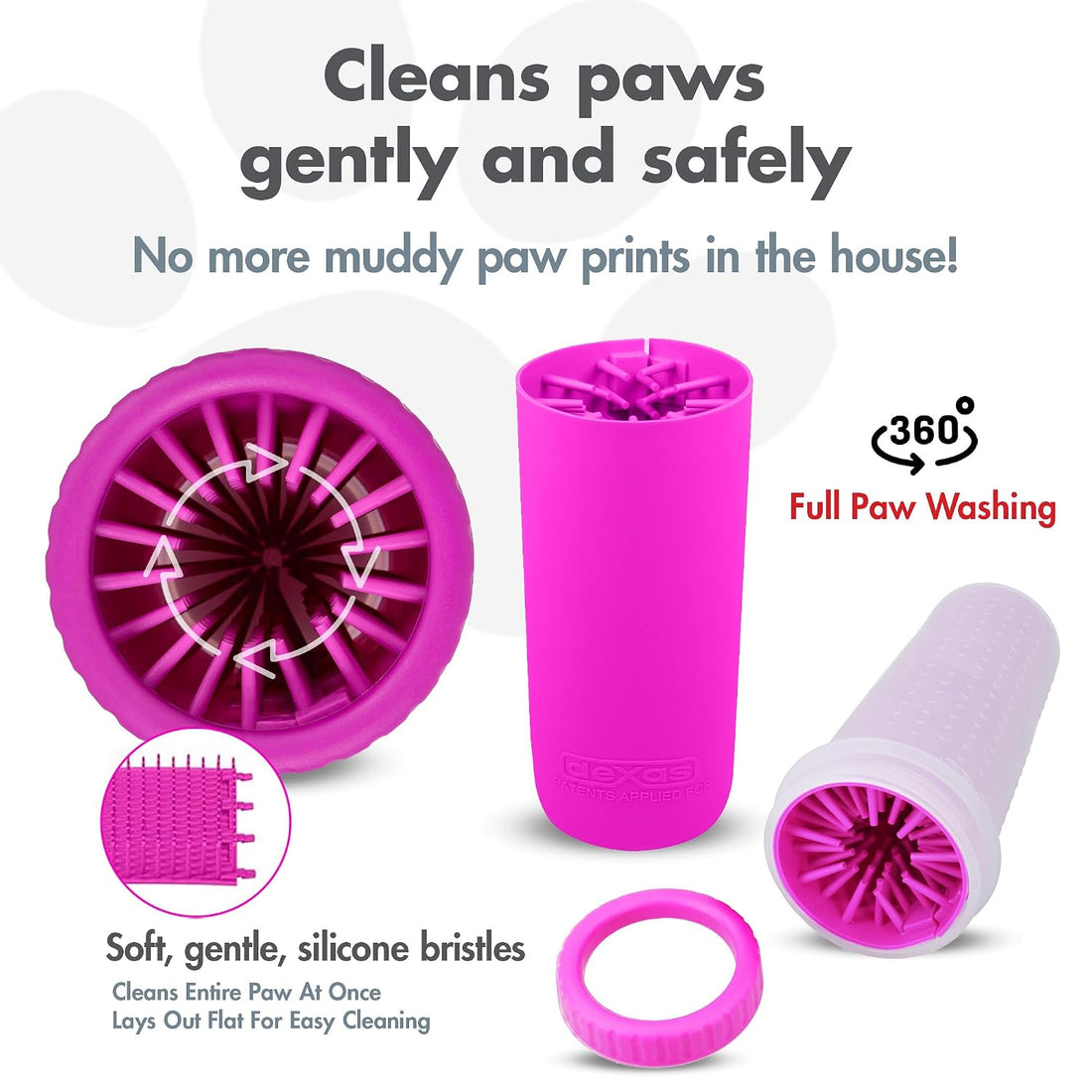 Dexas MudBuster Large Dog Paw Cleaner, Fuchsia