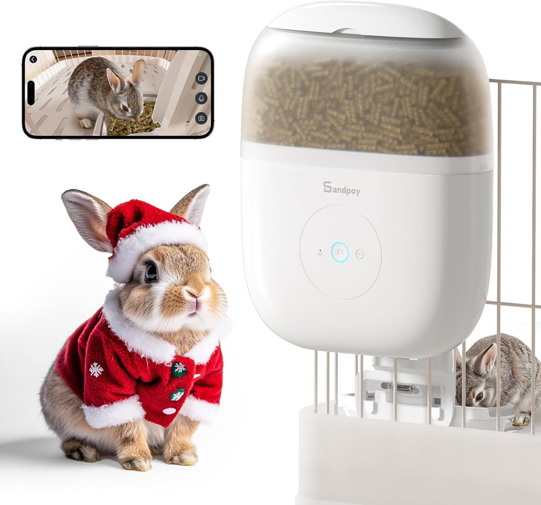 Sandpoy Hanging Automatic Rabbit Feeder with 1080P Camera for Cages