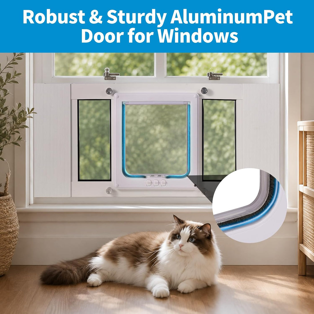 Sliding Cat Door for Window, Fits 31"-36" Width Window Adjustable Cat