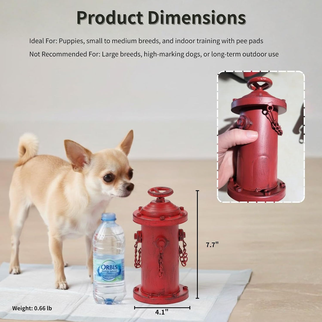 Metal Fire Hydrant for Dogs to Pee On 7.7" for Indoor Training