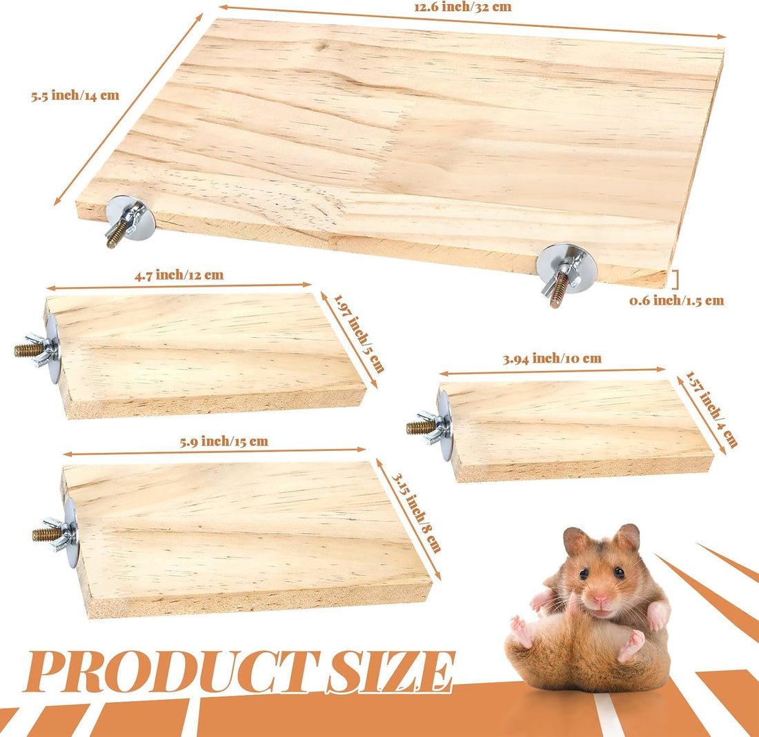 BILLIOTEAM 4-Size Bird Platforms with Wood Perches and Stand Boards