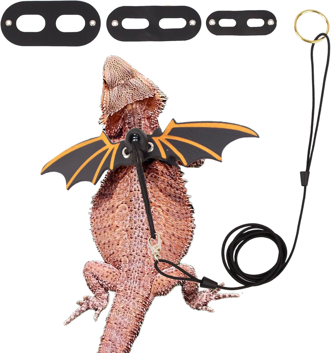 ADOGGYGO Pink Bearded Dragon Leash Harness, 3 Size Pack, Cool Bat Wing