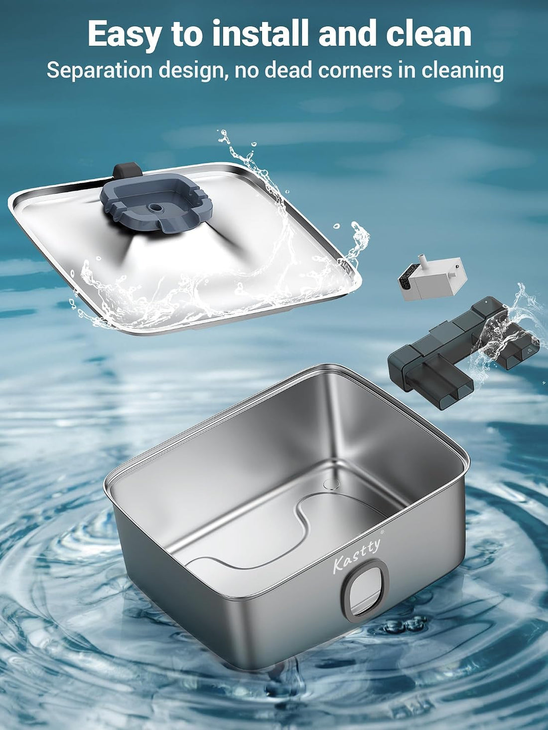 Kastty 4 Gal Dog Water Fountain for Large Dogs,15L Stainless Steel