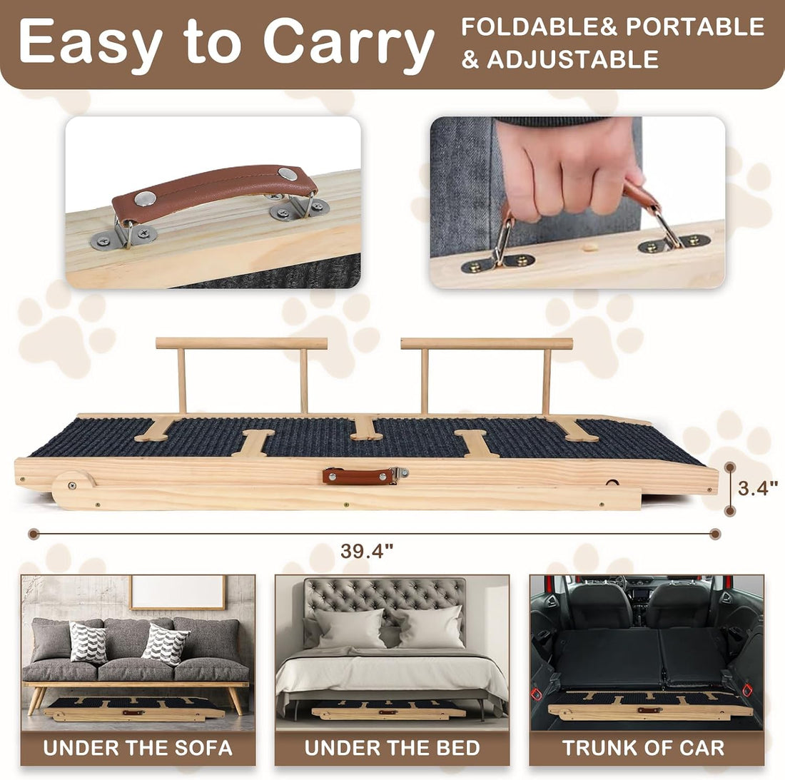 Dog Ramp for Bed, Ramp for Dogs to Get on Bed