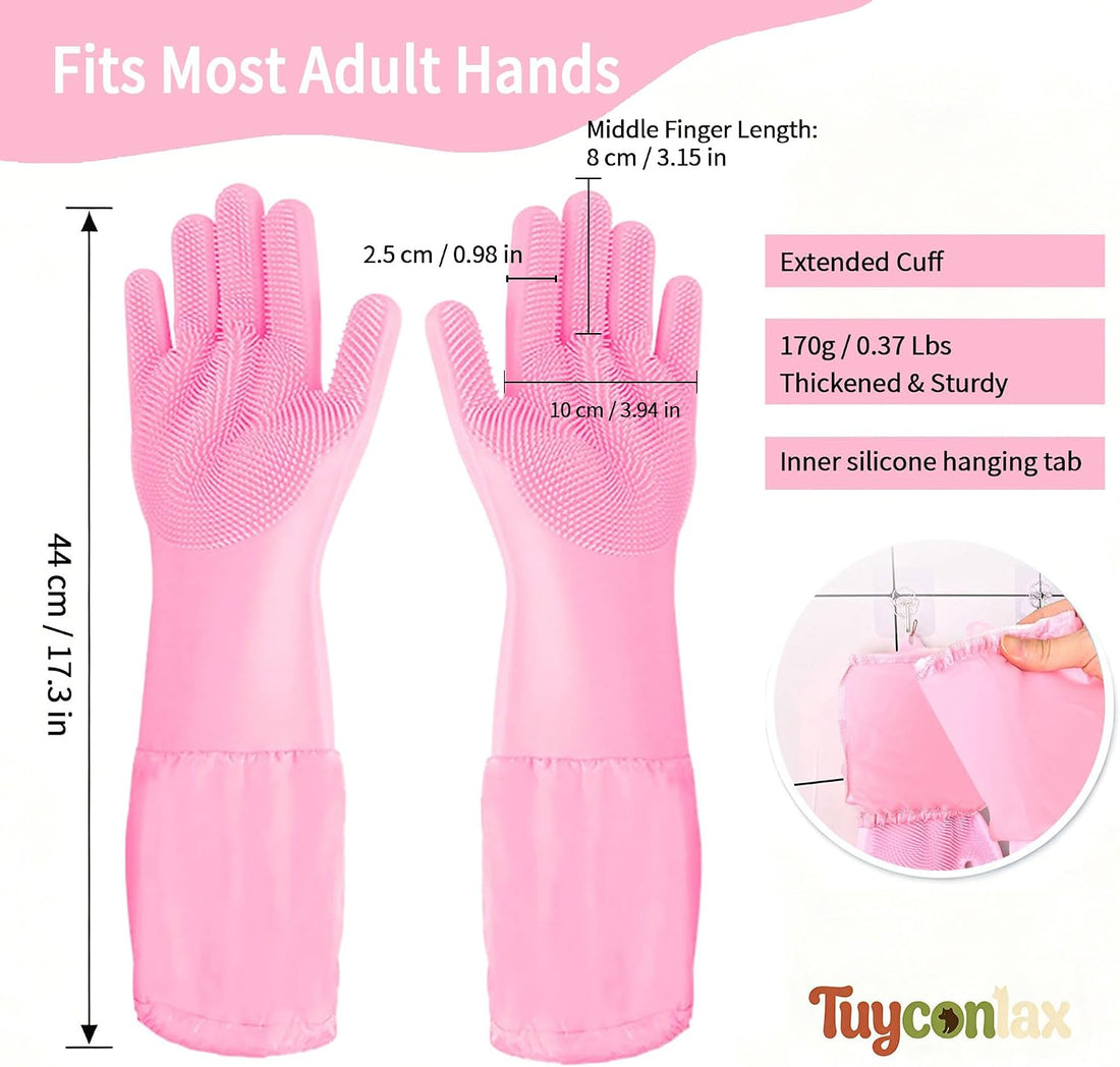 Long Sleeve Dog & Cat Washing Gloves, Pet Bathing Grooming Tool