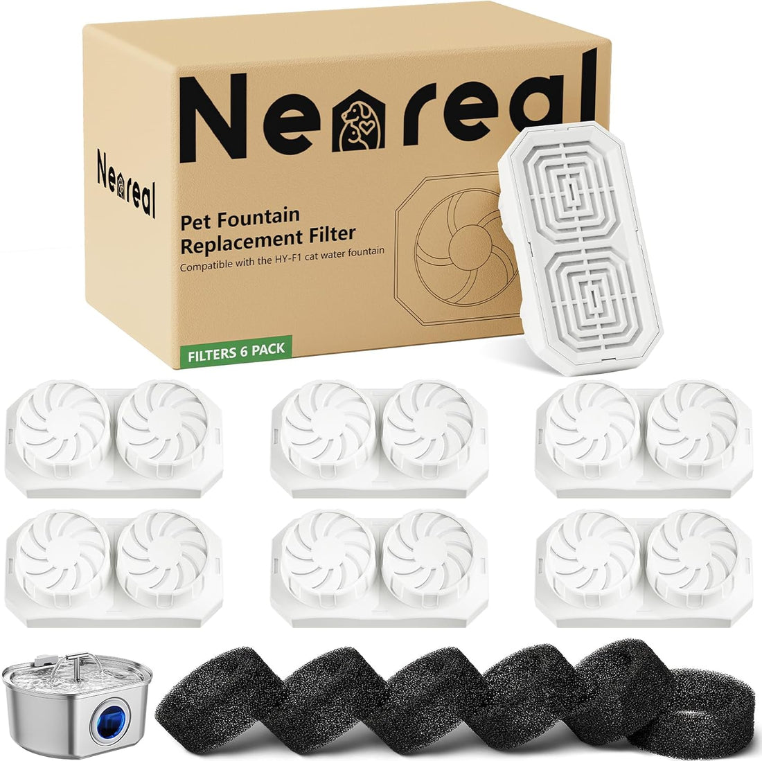 Neareal Official 6-Pack Replacement Filters for 108oz/3.2L Pet