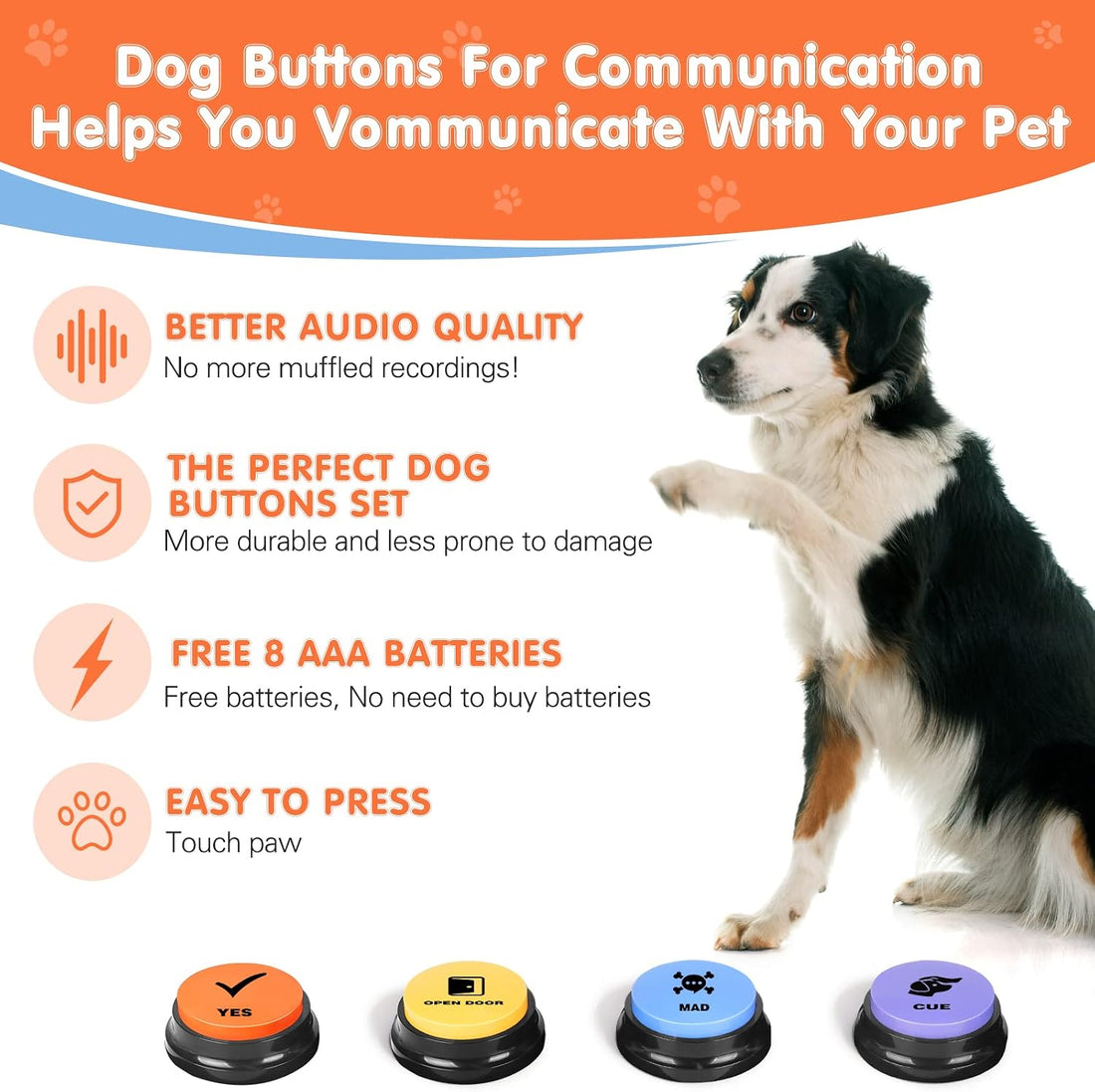 Dog Buttons for Communication,Talking Buttons for Dogs,8 Recordable