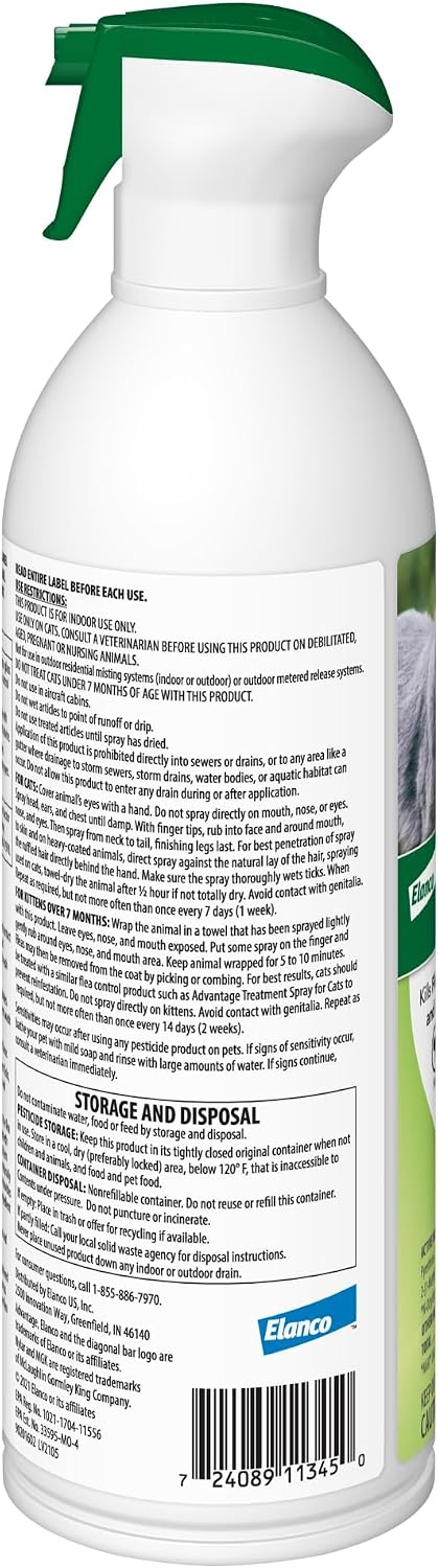 Advantage Treatment Spray for Cats, Kills Fleas & Ticks, 8 oz.