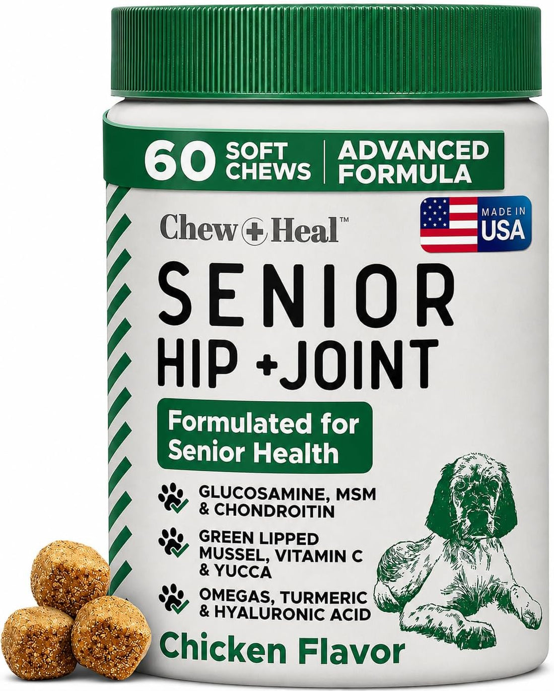 Chew + Heal Labs Glucosamine for Dogs Hip and Joint Supplement