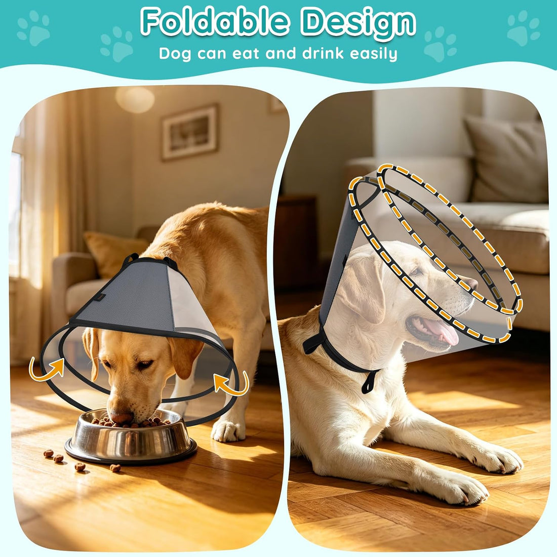 Clear Dog Cone Collar After Surgery, Extended Cone to Stop Licking