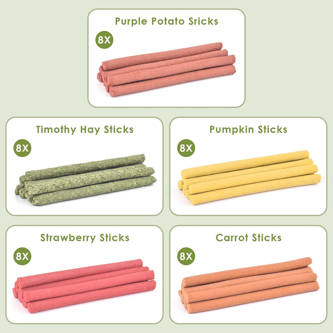 ERKOON 40Pcs Rabbit Timothy Hay Sticks