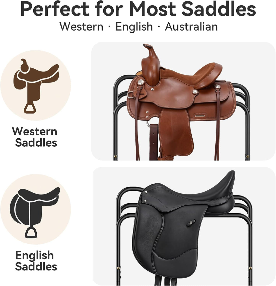 Rolling Saddle Rack Cart, 150 lb Saddle Stand for Western & English