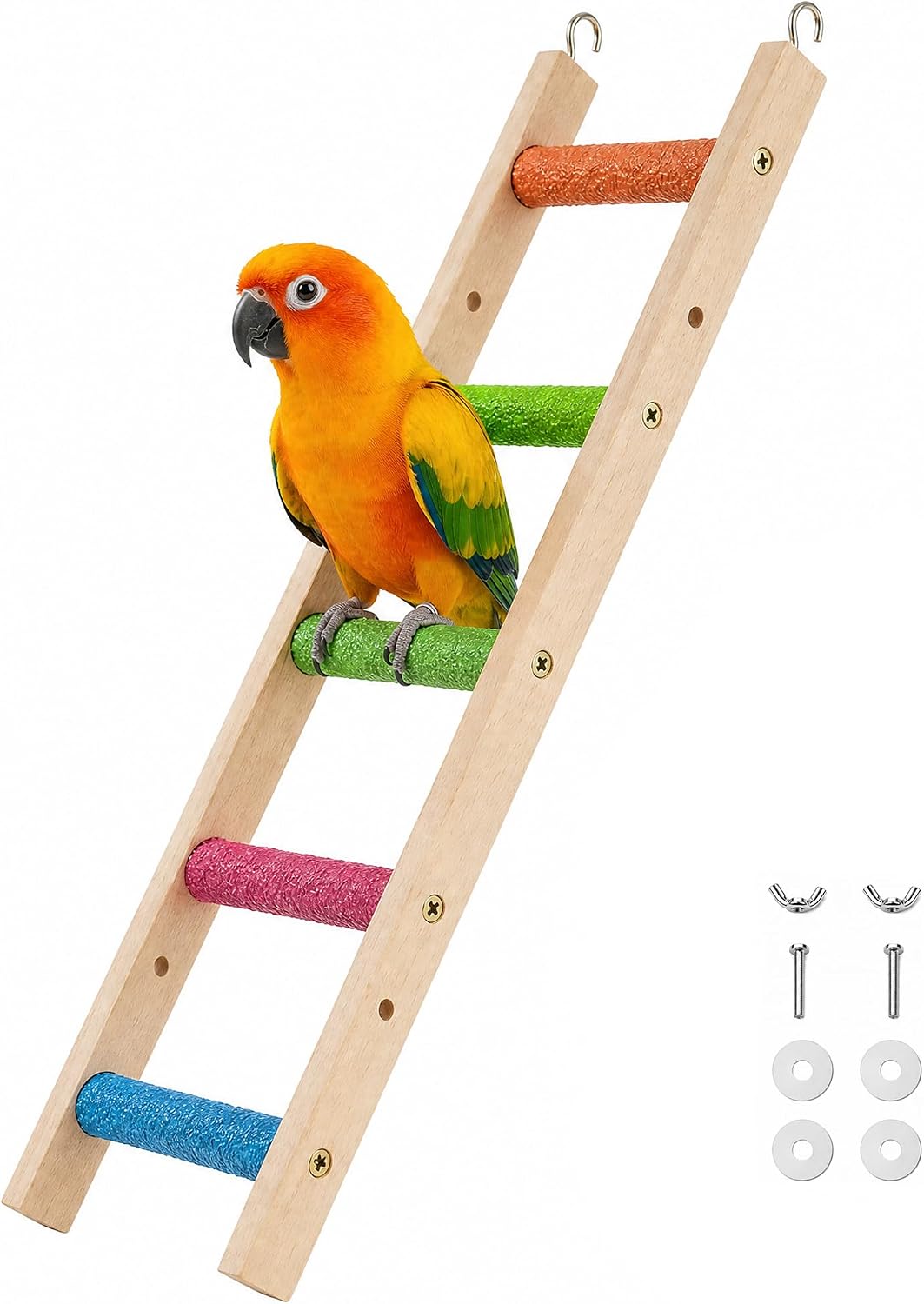 5-Section Parrot Ladder, Climbing Rope with Hooks, Chew-Proof Perch