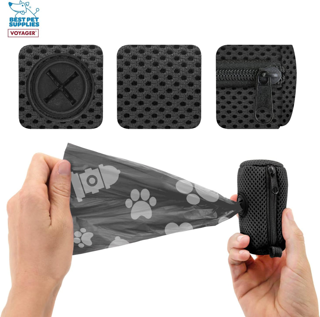 Best Pet Supplies Dog Poop Bag Holder Leash Attachment with Reusable