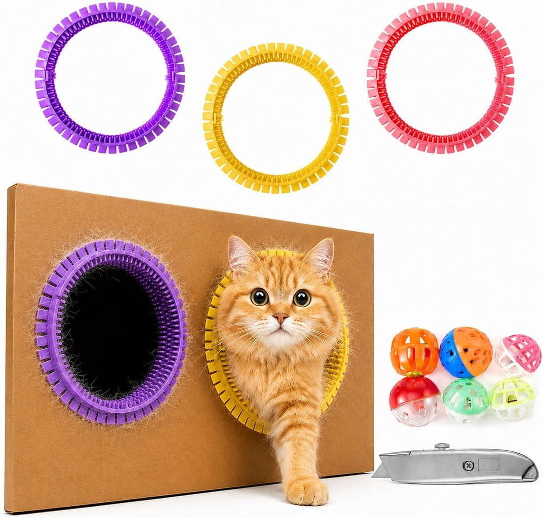 3 Pcs Cat Self Groomer Arch for Cardboard Boxes House