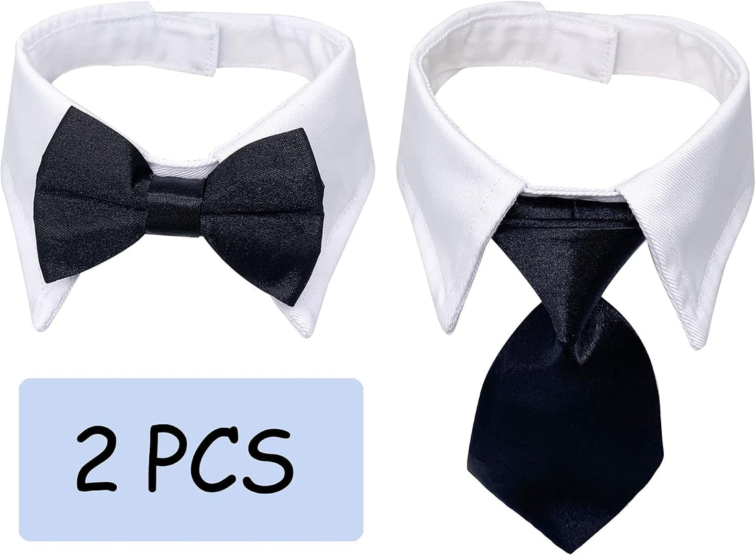 Dog Cat Tuxedo Collar, Cat Wedding Bowtie, Bow Tie Tux Costume