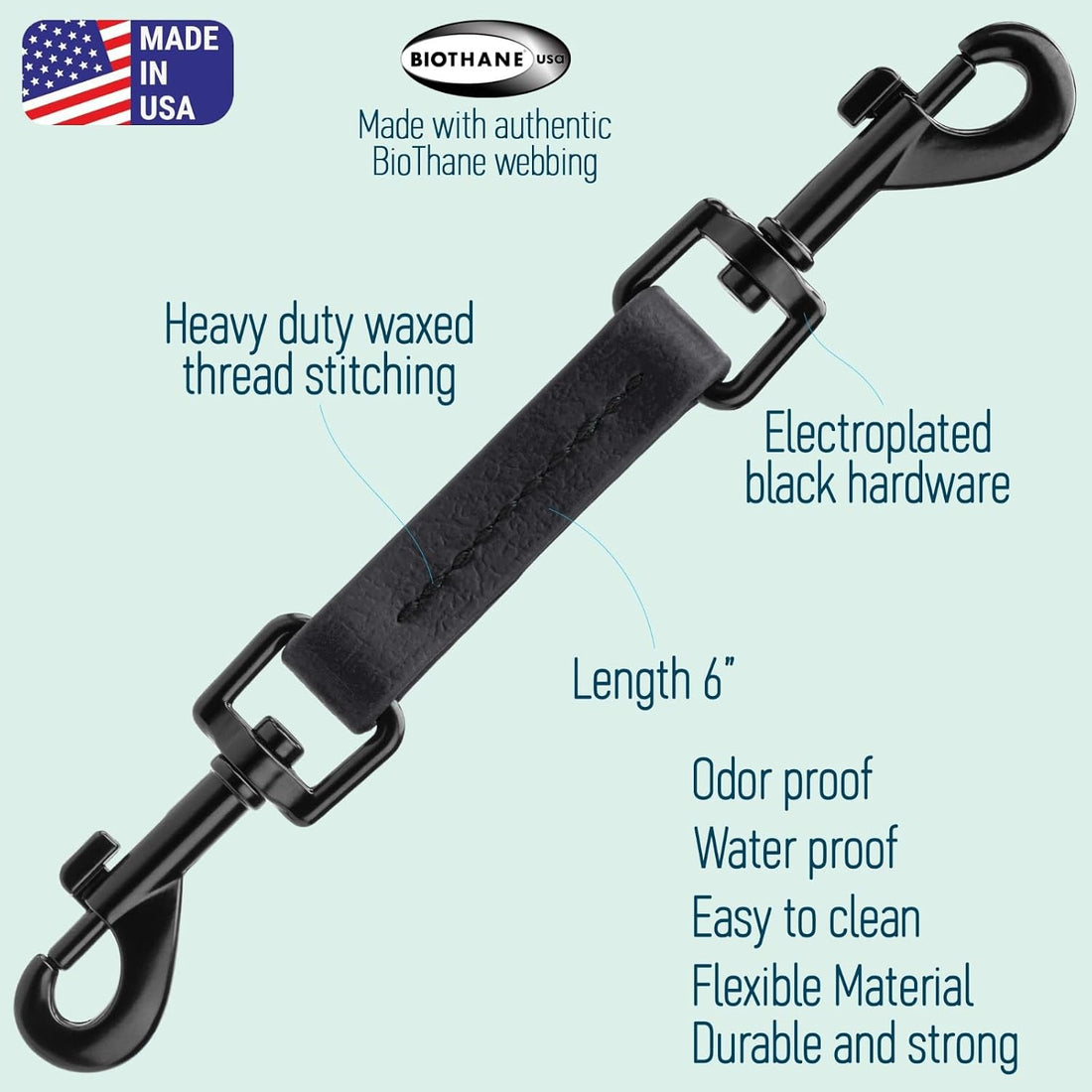 Biothane Collar Safety Backup Clip | Dual Rotating Metal Clasps