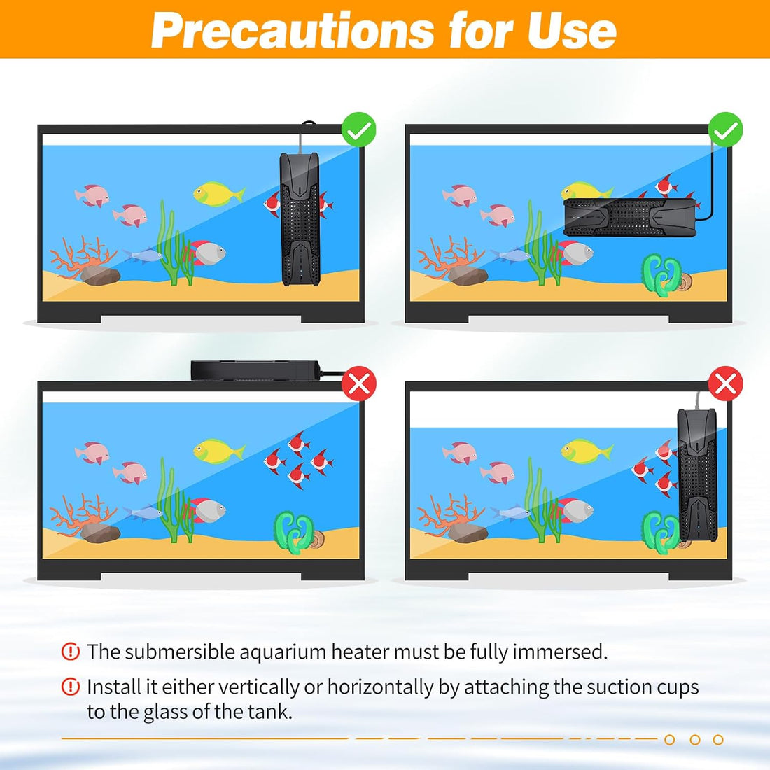 Submersible Aquarium Heater,300W/500W/800W/1000W Fish Tank Heater