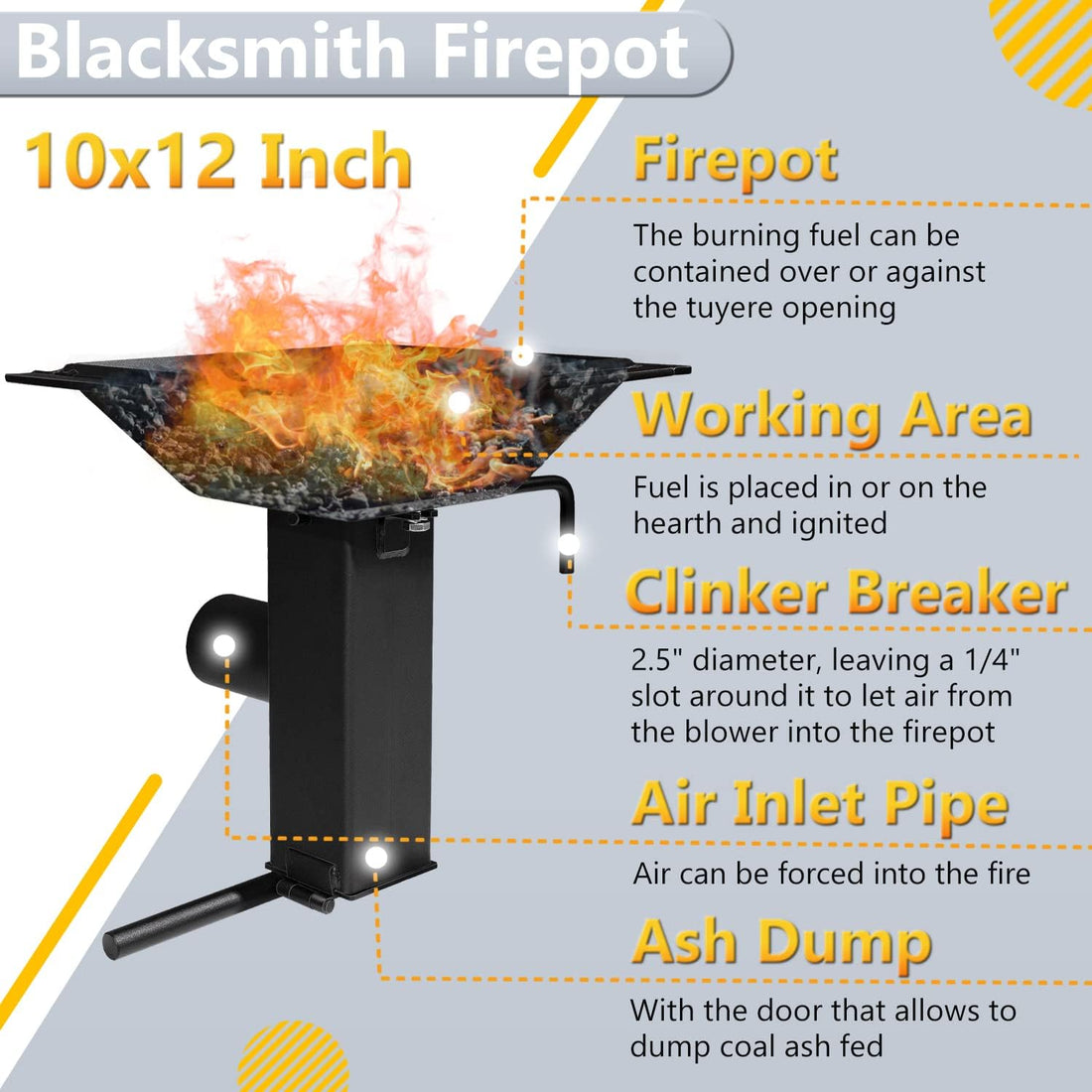 10x12 Inch Welded Blacksmith Firepot 2600F Rated Forging Blacksmith