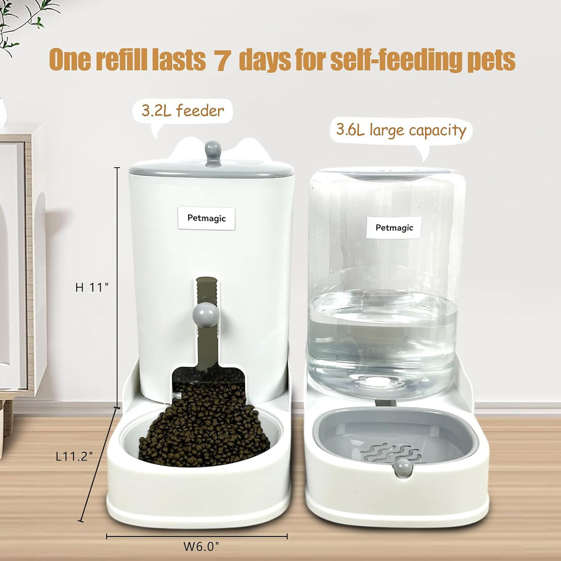 Gravity cat Feeder by Petmagic is a 3.6L Large-Capacity cat Food