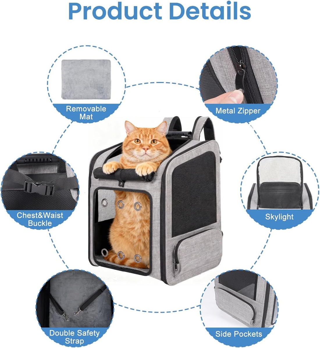 Extra Large Cat Backpack Carrier for Cats Under 30 Lbs