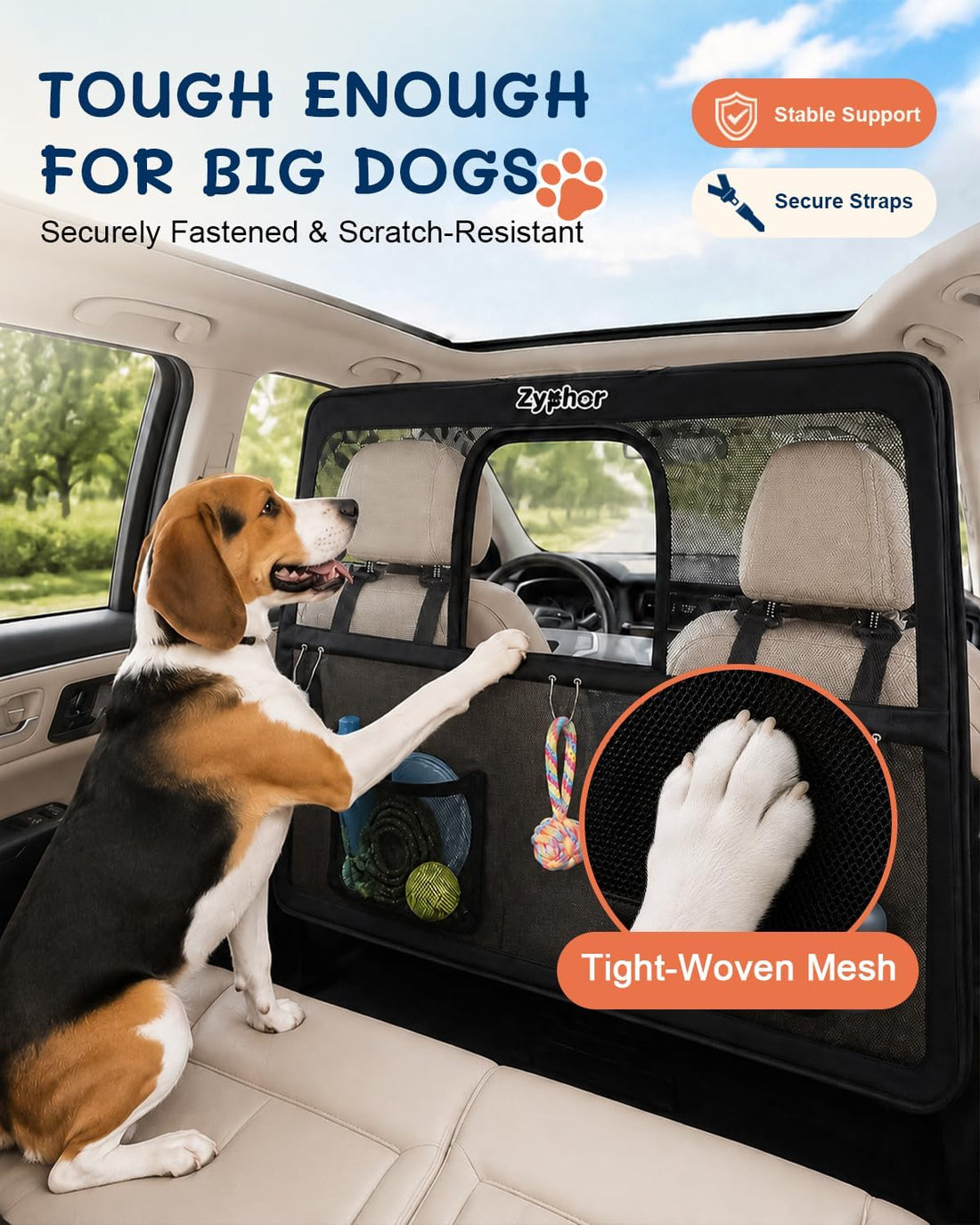 50 Inch Wide Dog Car Barrier for 2nd 3rd Row Seats & Cargo Area