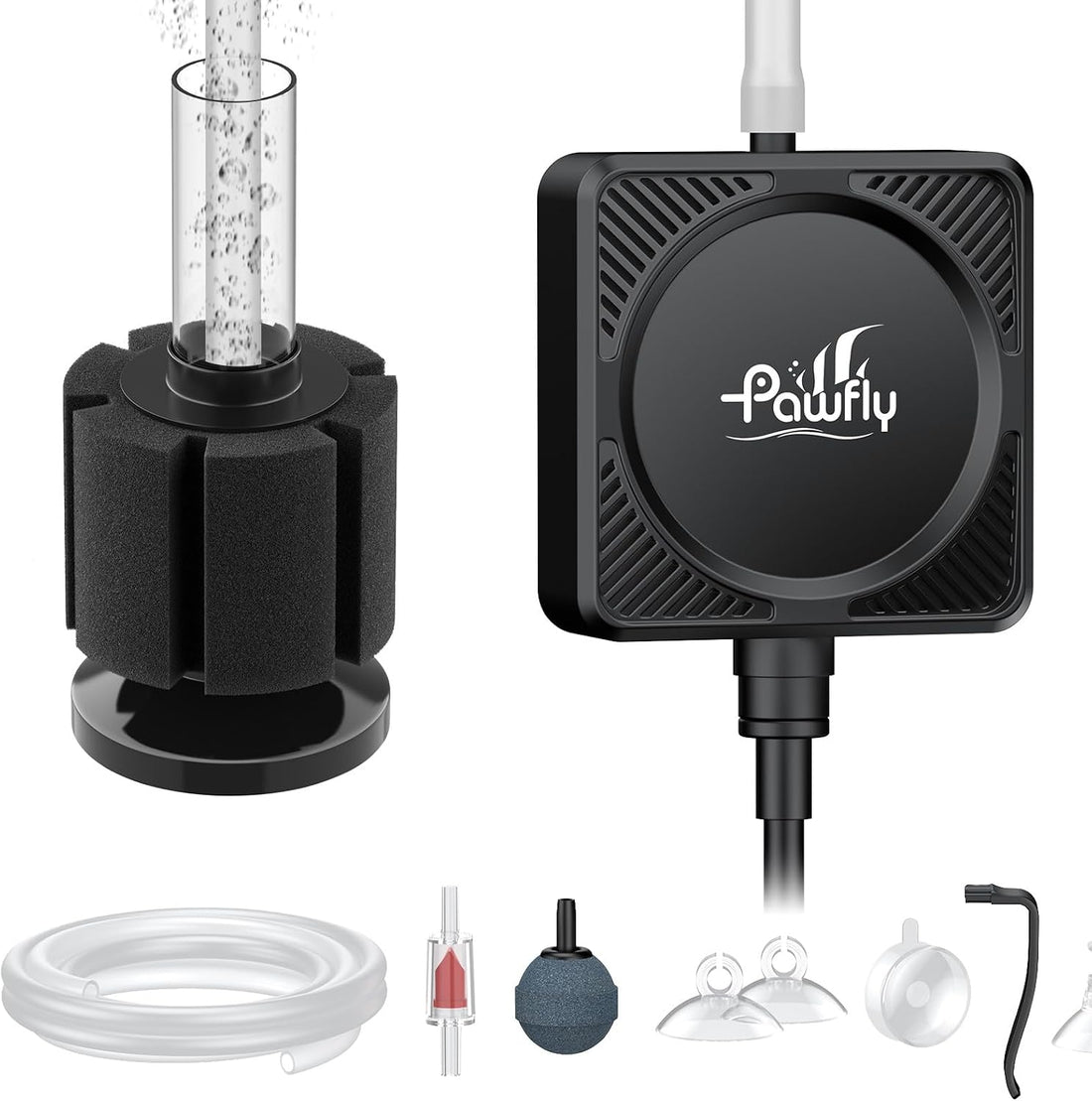 Pawfly Nano Silent Aquarium Air Pump, Mini Bubbler with Accessories