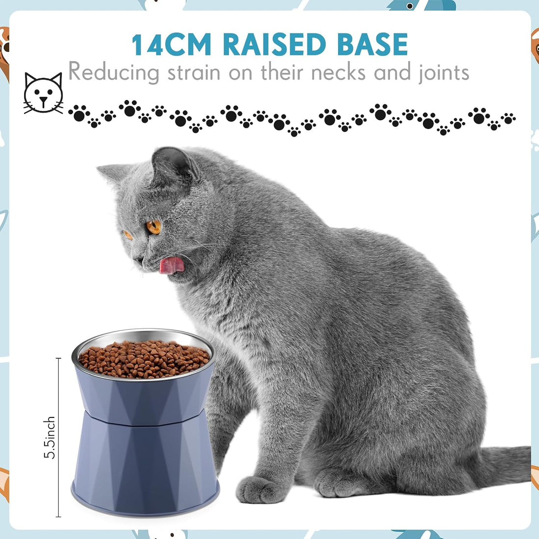 Lallisa 2 Pcs Elevated Cat Bowls Adjustable Raised Cat Feeder Non