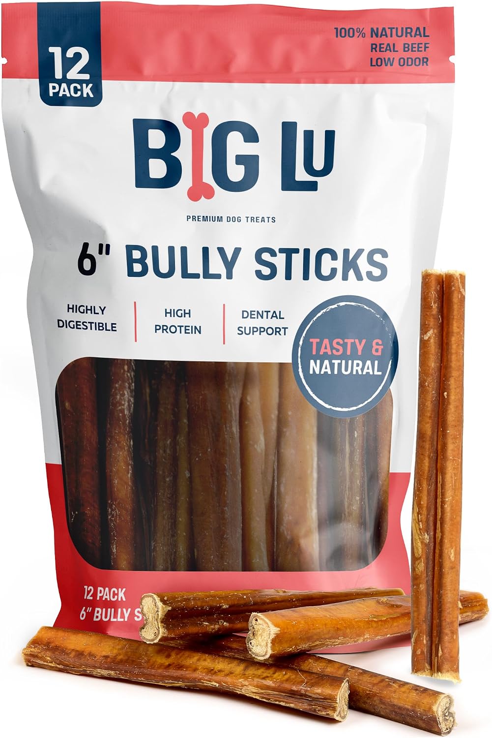 Big Lu - 6” Bully Sticks, 12 Count, Long-Lasting, Low-Odor