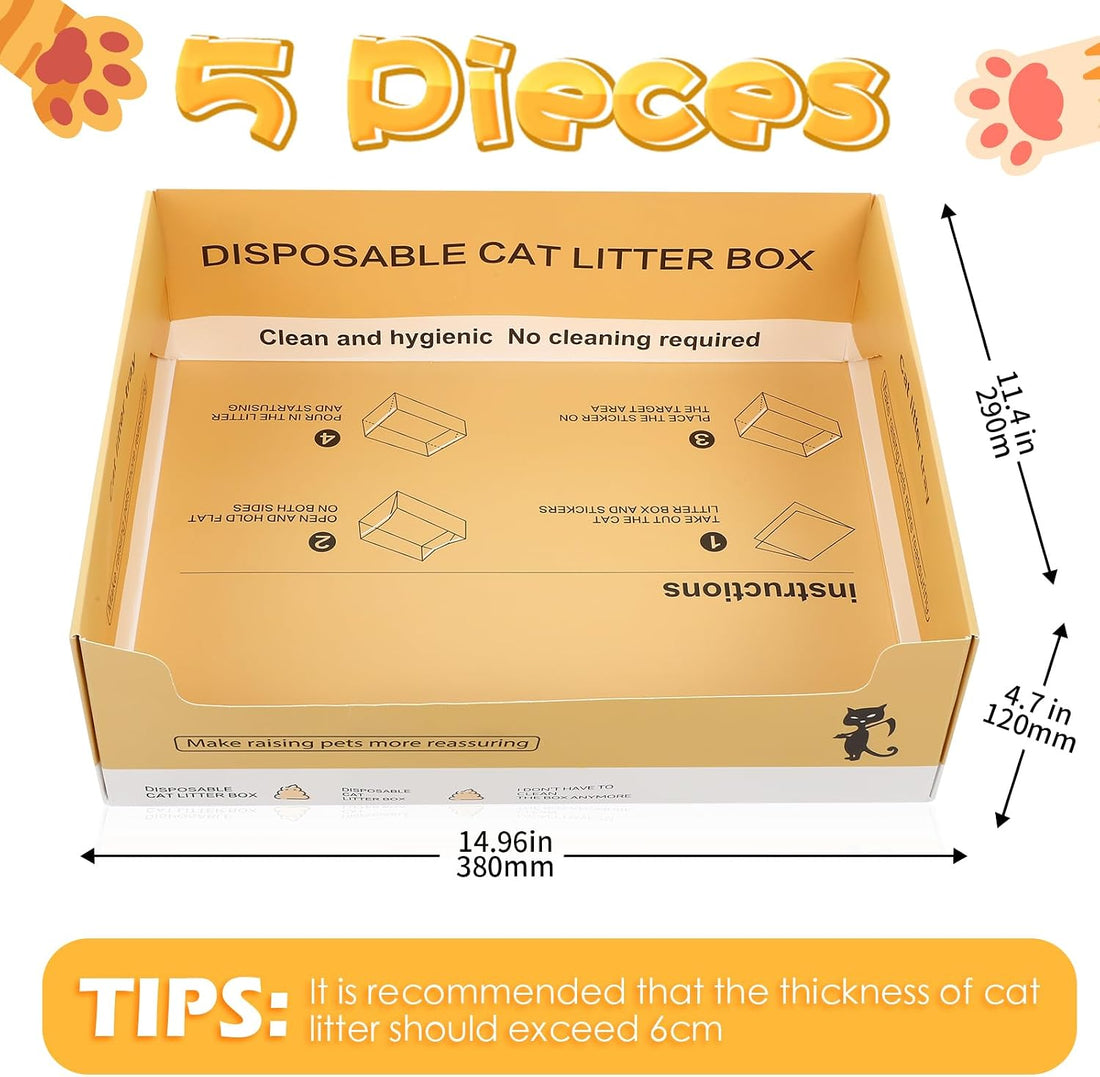 Maxcheck 5 Pcs Disposable Cat Litter Box, 14.96 x 11.4 x 4.7 Inch