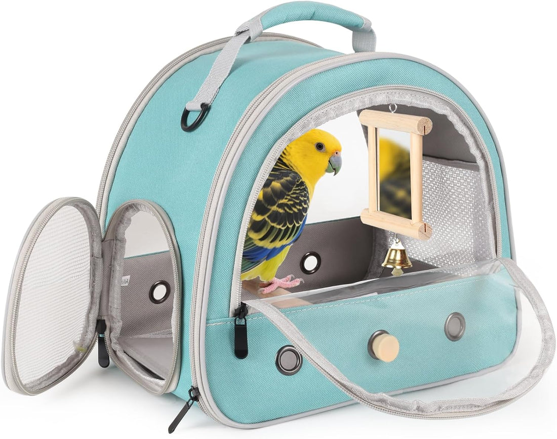 Portable Parrot Travel Cage Carrier with Small Swing Toy&Cage