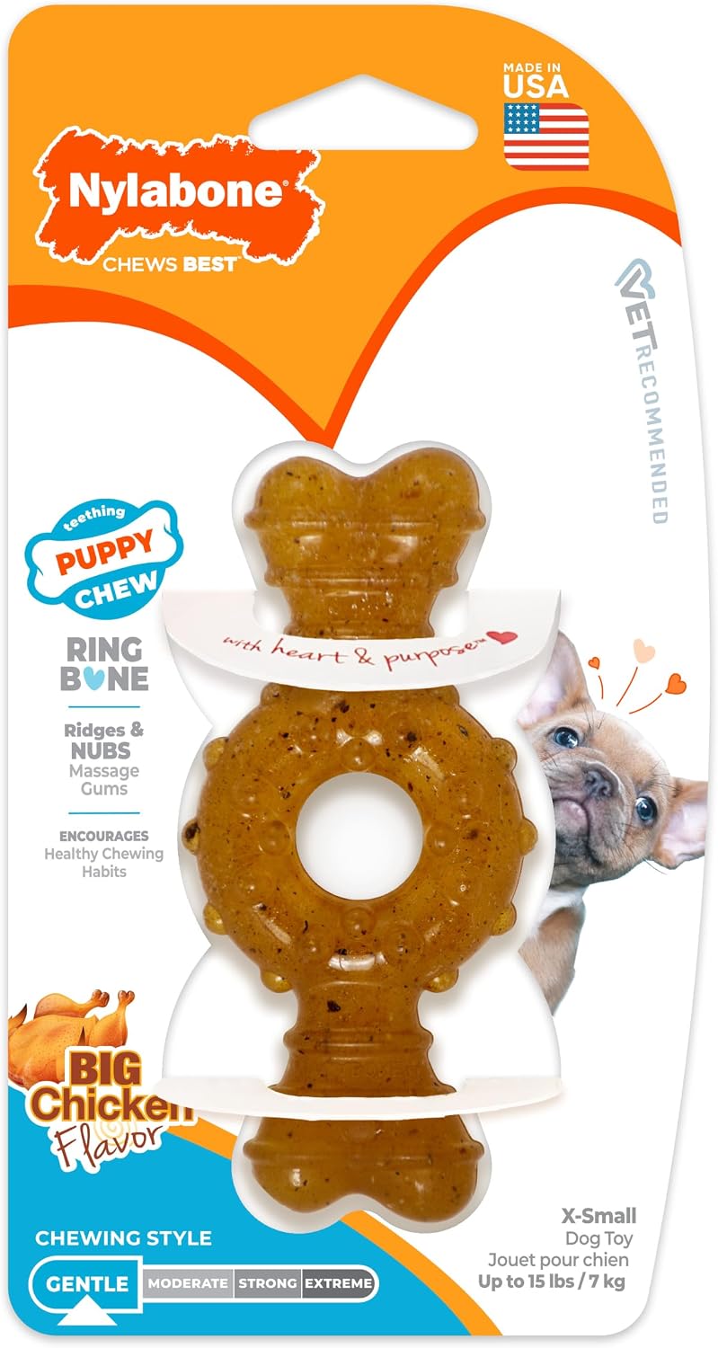 Nylabone Ring Bone Chew Toy for Puppies, Puppy Teething Toys