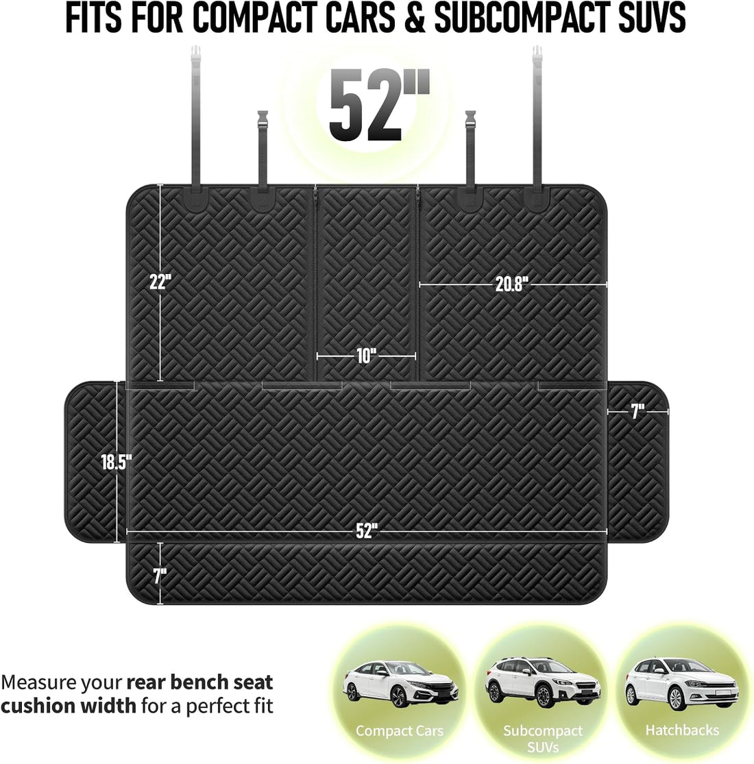 Dog Car Seat Cover for Back Seat, Waterproof 600D Oxford Protector