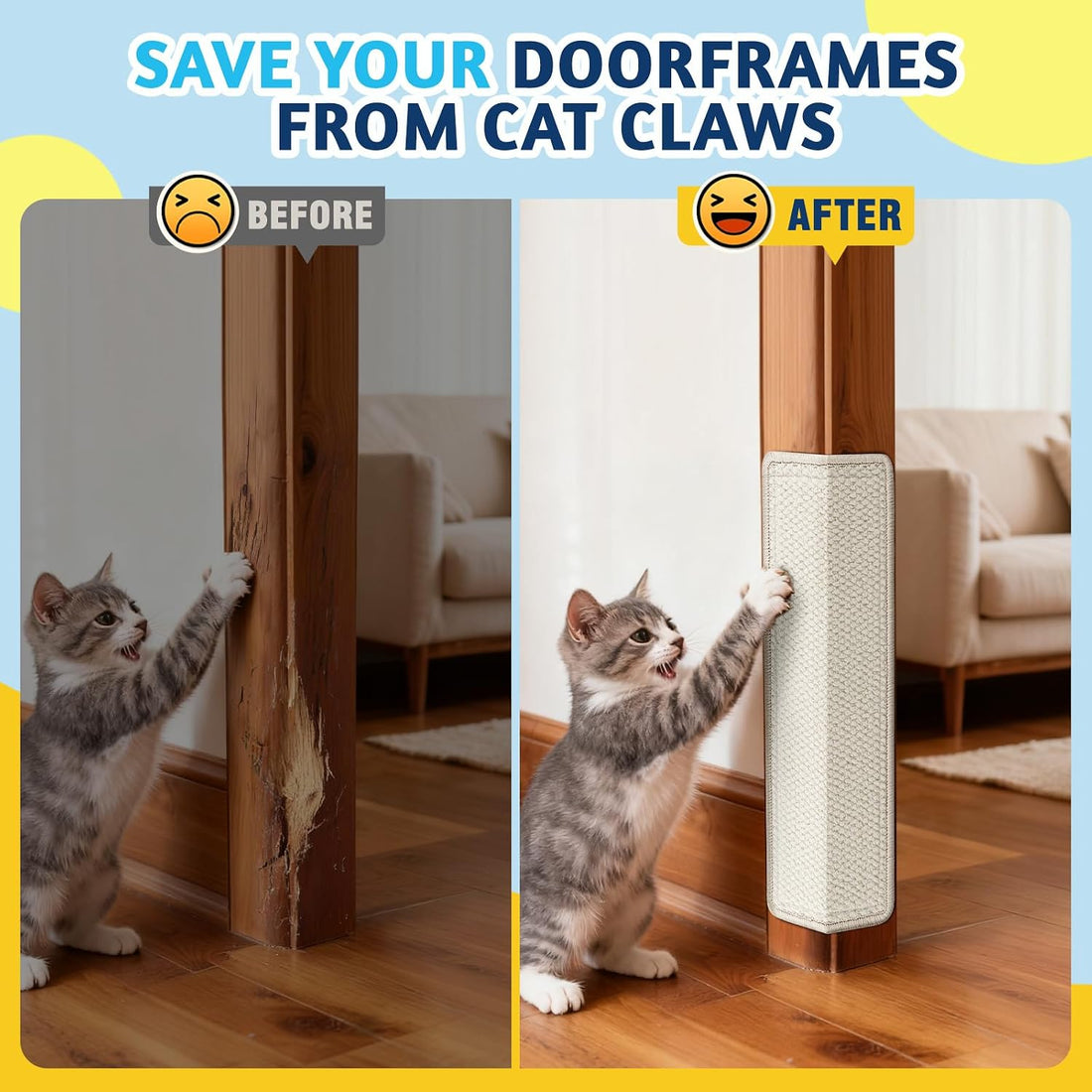 ENONCI Door Protector from Cat Scratching 19.6x7.8 Cat Wall Corner