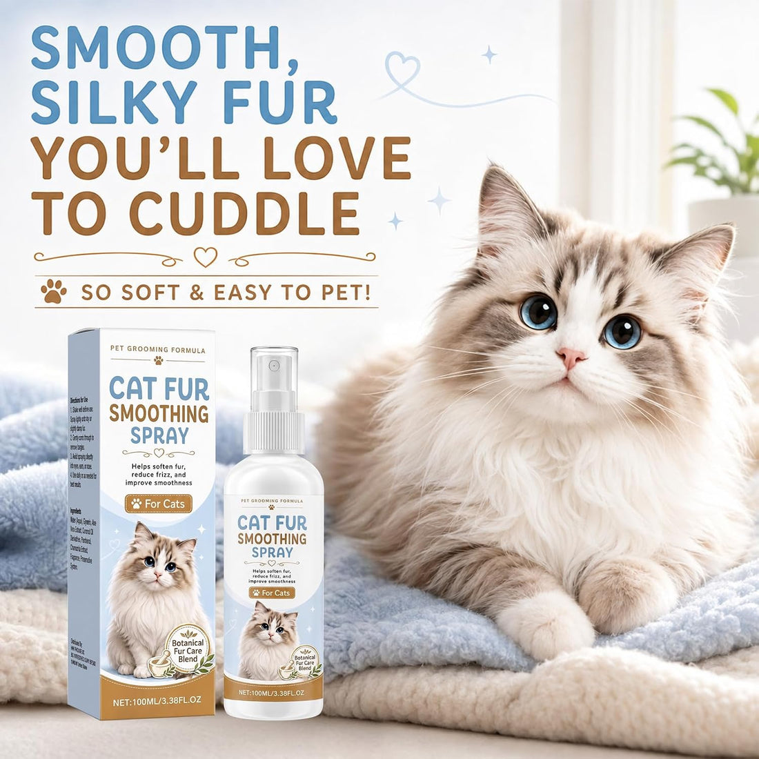 Cat Detangler Spray, Natural Solution for Matted Hair
