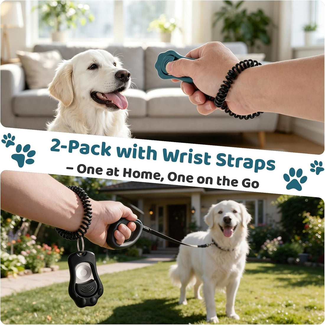 Dog Training Clicker with Adjustable 3-Level Volume, 2-Pack